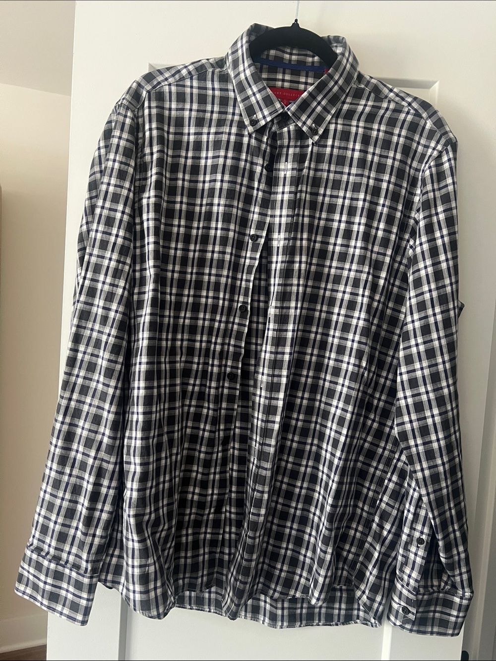 Report Collection Black and White Plaid Button-Down Shirt